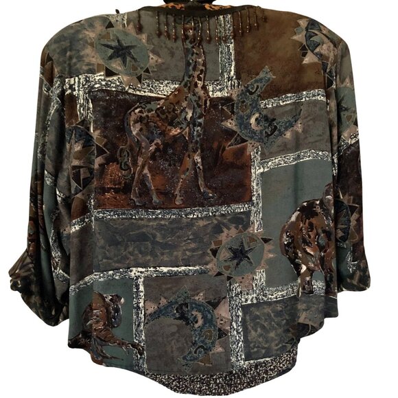 Vintage Platinum Dorothy Schoelen Skirt Set Jacket Top Skirt 2 pcs Sz S Safari - Picture 2 of 10